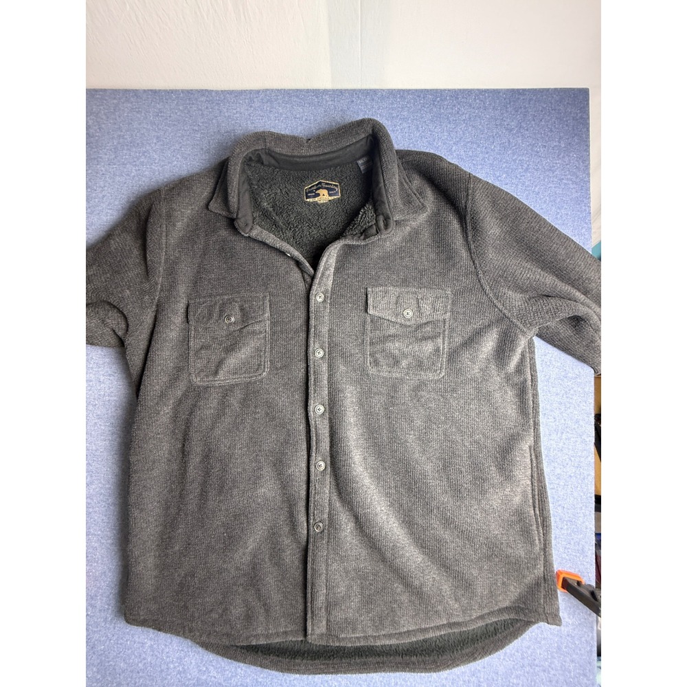 Freedom Foundry Mens XXL Fleece Sherpa Lined Shirt Jacket Charcoal Gray Heavy